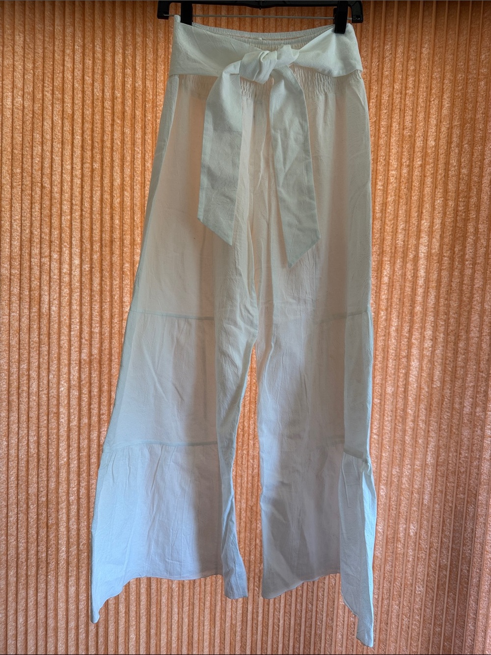 TFY Collection White High-Waist Tie-Belt Wide Leg Pants Size S NWT